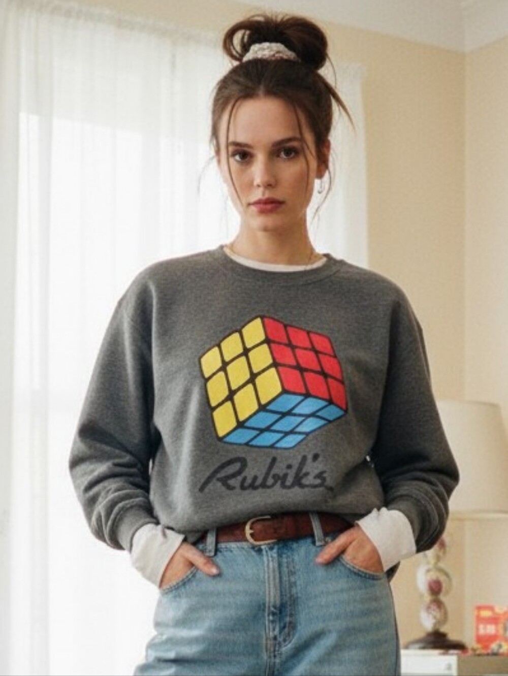 Rubik's L Vintage Y2K Indie Sleeze Grunge Eclectic Artsy Crewneck Sweater